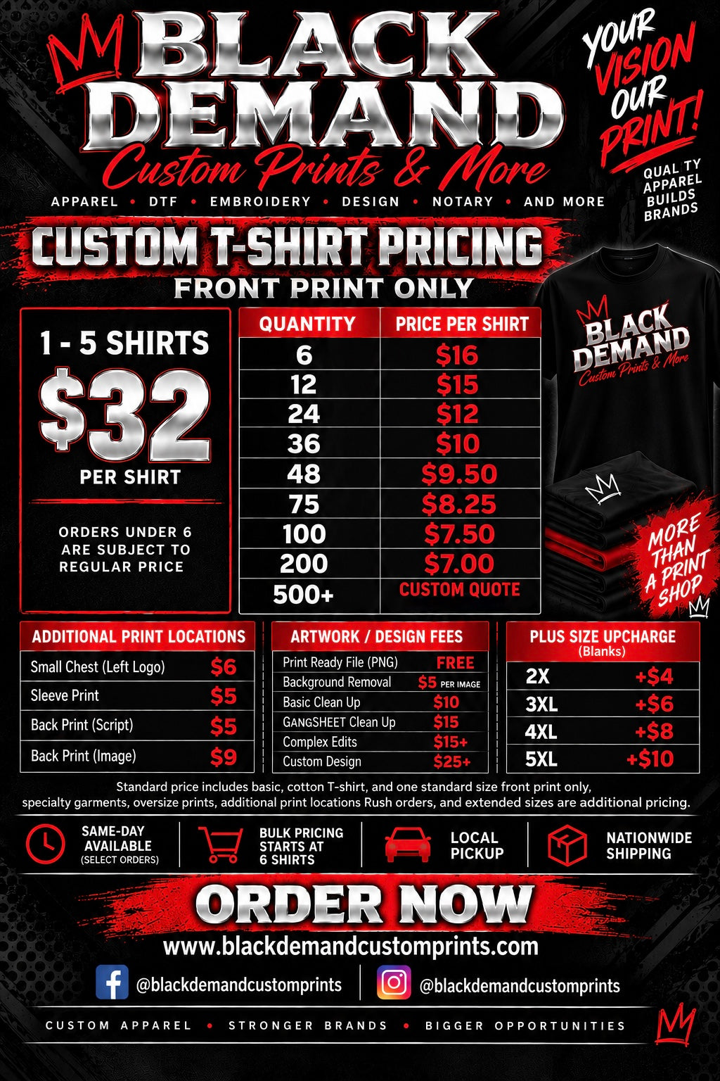 Bulk Shirts On Demand (T-SHIRT VERSION) (ADULTS & TEENS)