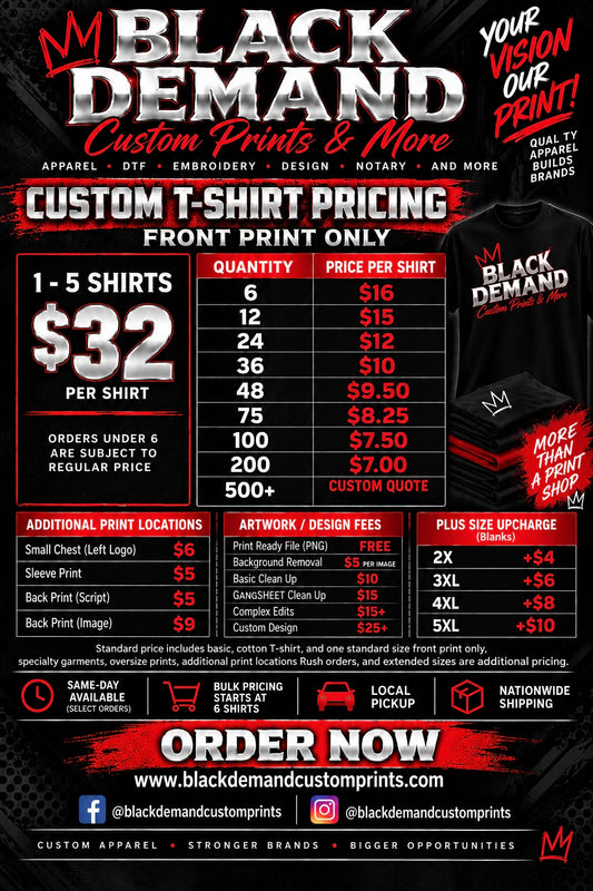 Bulk Shirts On Demand (T-SHIRT VERSION) (ADULTS & TEENS)