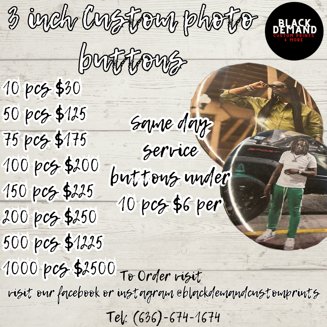 3 inch photo buttons