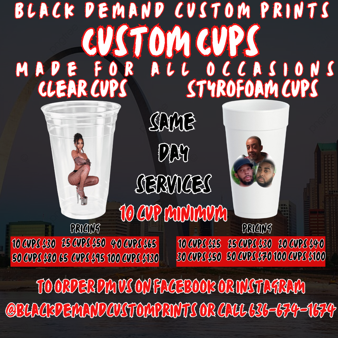 Custom Cups (Styrofoam or Clear) 20 oz only